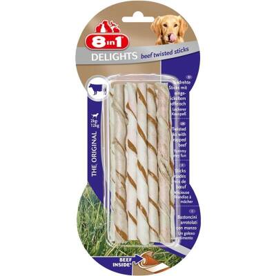 8in1 Delights Twisted Sticks Biftekli Burgu Köpek Ödül Kemiği 10'lu 55 gr