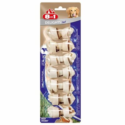 8in1 Delights Bones Biftekli Köpek Ödül Kemiği XS 7'li 84 gr