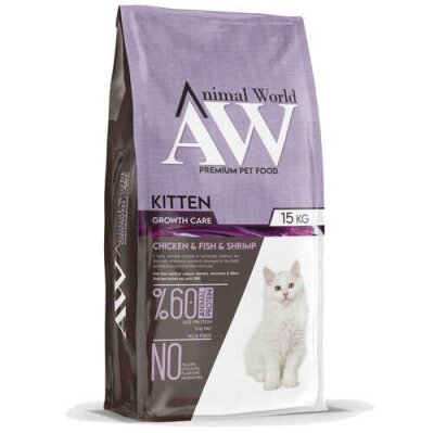Animal World Tavuk Balık Karidesli Yavru Kedi Maması 15 kg