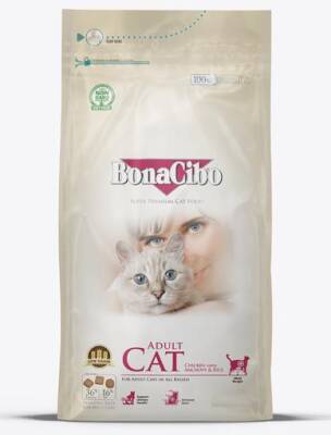 BonaCibo Tavuklu (Hamsi ve Pirinç Eşliğinde) Yetişkin Kedi Maması 15 kg