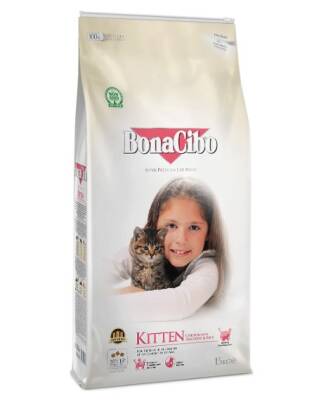 BonaCibo Tavuklu (Hamsi ve Pirinç eşliğinde) Yavru Kedi Maması 15 Kg
