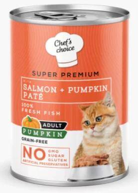 Chef's Choice Somonlu ve Bal Kabaklı Tahılsız Ezme Yetişkin Kedi Konservesi 400 gr