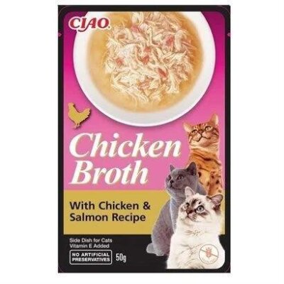 Ciao Chicken Churu Broth Somonlu ve Tavuk Sulu Kedi Ödül Maması 50 gr