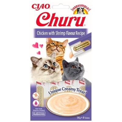 Ciao Churu Cream Tavuklu ve Karidesli Kedi Ödül Kreması 4 X 14 Gr