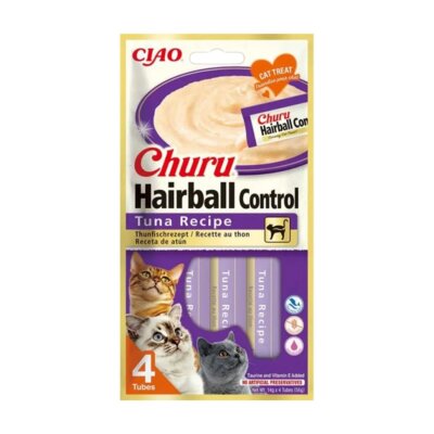 Ciao Churu Hairball -Tüy Yumağı Kontrollü- Ton Balıklı Kedi Ödül Maması 4 X 14 Gr