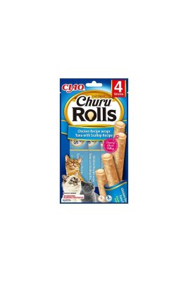 Ciao Sticks Tavuk Sargılı Ton Balıklı ve Deniz Taraklı Kedi Ödül Maması 4 X 10 gr