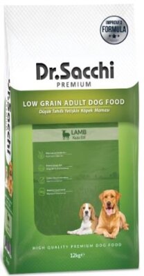 Dr. Sacchi Premium Düşük Tahıllı Kuzu Etli Yetişkin Köpek Maması 12 kg