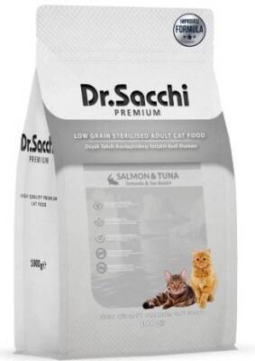 Dr. Sacchi Premium Düşük Tahıllı Somonlu Ve Ton Balıklı Kısırlaştırılmış Yetişkin Kedi Maması 1 kg