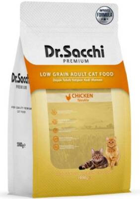 Dr. Sacchi Premium Düşük Tahıllı Tavuklu Yetişkin Kedi Maması 1 kg