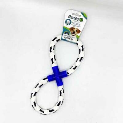 Eurodog Diş İpi Halka Sekiz Şekil Mavi Beyaz Köpek Oyuncağı 25 cm
