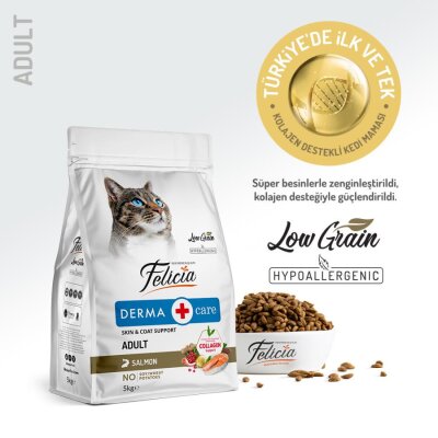 Felicia Somonlu Düşük Tahıllı Kolajenli Yetişkin Kedi Maması 5 kg