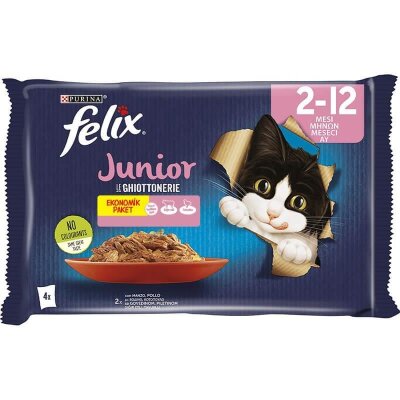 Felix Junior Pouch Tavuklu ve Sığır Etli Kedi Konservesi (4 X 85 gr)