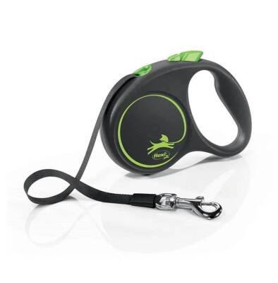Flexi Black Design Yeşil 5 mt Şerit Otomatik Tasma Small