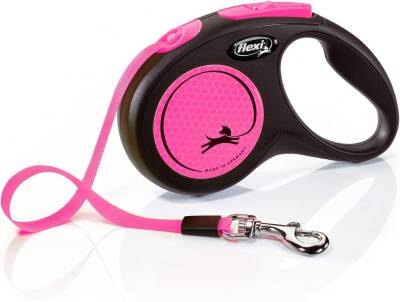 Flexi Neon Şerit Otomatik Köpek Tasması Small 5 mt Pembe
