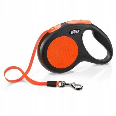 Flexi Neon Şerit Otomatik Tasma M Turuncu 5 mt