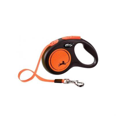 Flexi Neon Şerit Otomatik Tasma S Turuncu 5 mt