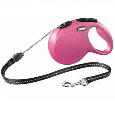 Flexi New Classic İp Otomatik Köpek Gezdirme Tasması Pembe XS 3 mt
