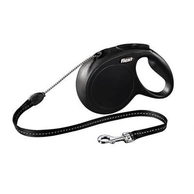 Flexi New Classic İp Otomatik Köpek Gezdirme Tasması Siyah M 8 mt