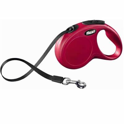Flexi New Classic Şerit Otomatik Köpek Gezdirme Tasması Kırmızı XS 3 mt