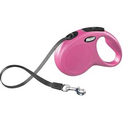 Flexi New Classic Şerit Otomatik Köpek Gezdirme Tasması Pembe XS 3 mt