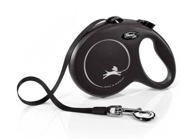Flexi New Classic Şerit Otomatik Köpek Gezdirme Tasması Siyah L 8 mt