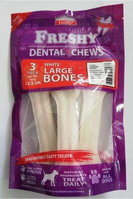 Freshy Beyaz Press Deri Köpek Çiğneme Kemiği 55 gr 3'lü 165 gr