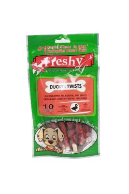 Freshy Ducky Twists Ördekli Dental Sütlü Burgu Köpek Ödülü 90 gr - 10 Çubuk