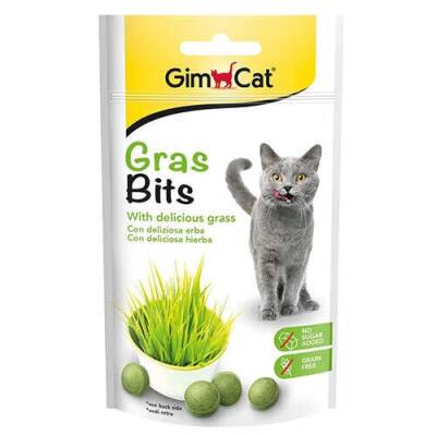 Gimcat Gras Bits Çimen Aromalı Sindirim Sistemi Destekleyici Kedi Ödül Tableti 50 gr