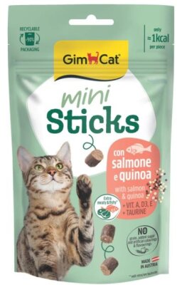 Gimcat Mini Sticks Somonlu ve Kinoalı Ödül Çubukları 50gr