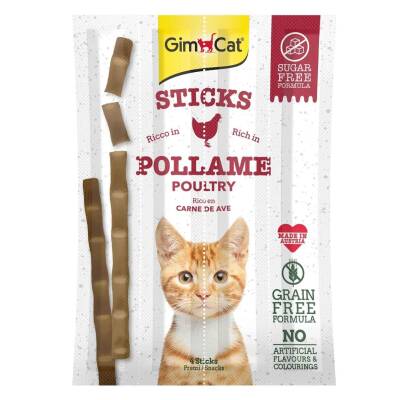 GimCat Sticks Kümes Hayvanı Etli Tahılsız Ödül Çubukları 4'lü 20 gr