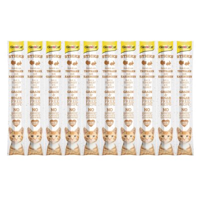 GimCat Sticks Tahılsız Hindi Tavşanlı Ödül Çubuğu 10'lu