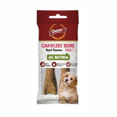 Gnawlers Biftekli Köpek Ödül Kemiği M 11,5 cm 2'li 90 gr