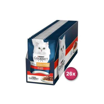 Gourmet Perle Pouch Parça Etli Izgara Sığır Etli Yetişkin Kedi Konservesi 26 Adet X 85 gr