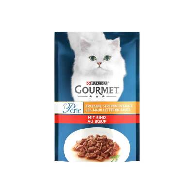 Gourmet Perle Pouch Parça Etli Izgara Sığır Etli Yetişkin Kedi Konservesi 85 gr