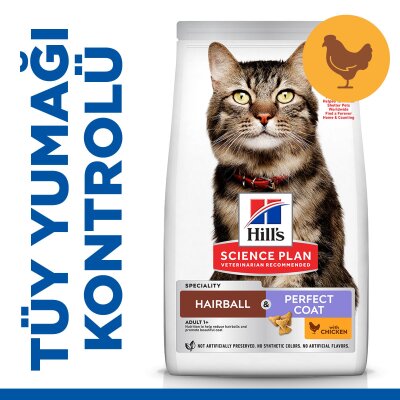 Hill's SCIENCE PLAN Tüy Yumağı Önleyici Mükemmel Tüyler İçin Tavuklu Kedi Maması 1,5 kg