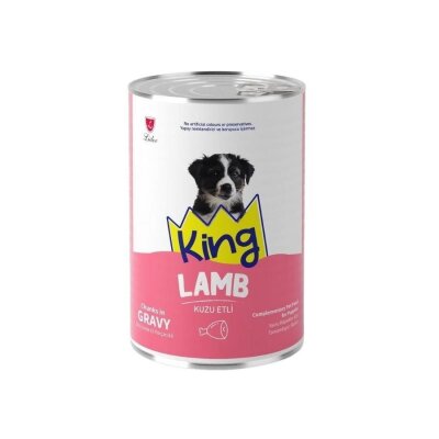 King Sos İçinde Et Parçacıklı Kuzu Etli Yavru Köpek Konservesi 400 gr