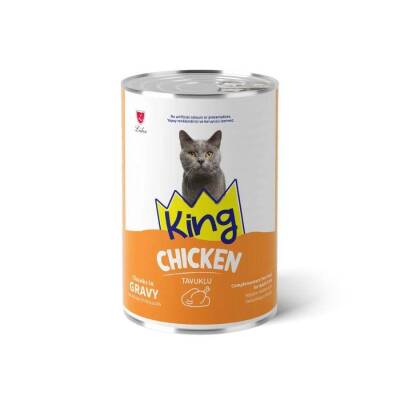 King Sos İçinde Et Parçacıklı Tavuklu Yetişkin Kedi Konservesi 400 gr