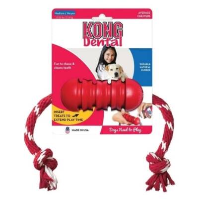 Kong Dental Diş Temizliği Sağlayan İp Sallantılı Köpek Oyuncağı M