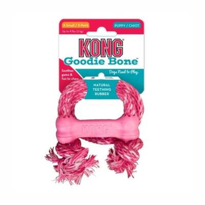 Kong Goodie Bone Kemik Şeklinde Çok Amaçlı İp Sallantılı Yavru Köpek Oyuncağı XS