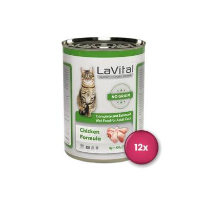 LaVital Adult Tahılsız Tavuklu Yetişkin Kedi Konservesi 400 gr X 12 Adet