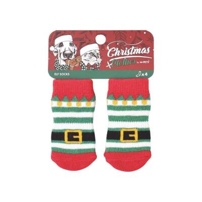 M-PETS Chrıstmas Elf Kaymaz Tabanlı Çorap 4lü