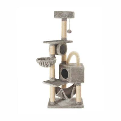 M-Pets Olympus Kedi Tırmalama ve Oyun Evi Gri Bej 60x37x150 Cm