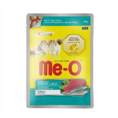 Me-O Pouch Jelly Ton Balıklı ve Sardalyalı Yavru Kedi Konservesi 80 Gr