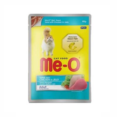 Me-O Pouch Jelly Ton Balıklı ve Tavuklu Yetişkin Kedi Konservesi 80 Gr