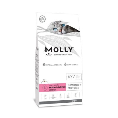 Molly Düşük Tahıllı Hypoallergenic Tavuklu Anne ve Yavru Kedi Maması 2 Kg