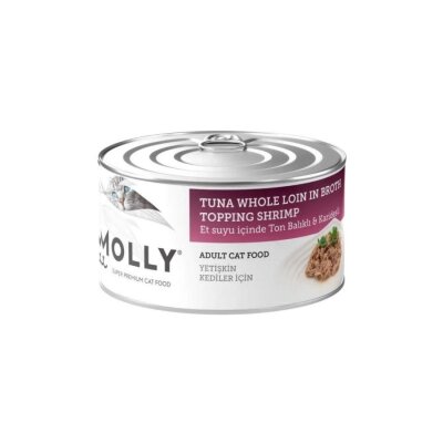 Molly Et Suyu İçinde Ton Balıklı ve Karidesli Tahılsız Yetişkin Kedi Konservesi 85 gr