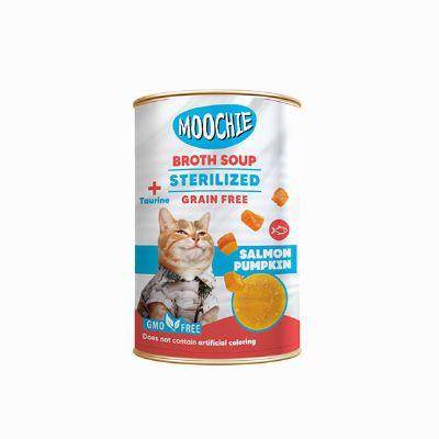 Moochie Kısırlaştırılmış Kediler İçin Somonlu ve Balkabaklı Kedi Çorbası 135 ml