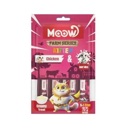 Moow Creamy Tavuklu ve Keçi Sütlü Sıvı Krema Yavru Kedi Ödülü 6x12 gr