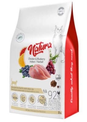 Natura Premium Hairball Tavuklu Yaban Mersinli Düşük Tahıllı kedi Maması 2 kg
