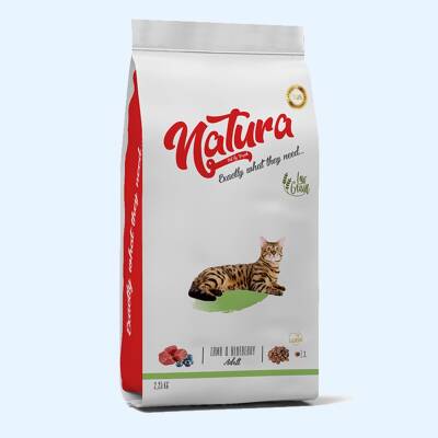 Natura Premium Kuzu Etli Yaban Mersinli Düşük Tahıllı Yetişkin Kedi Maması 2,25 kg